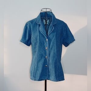 Vintage Soho Compagnie Denim Blazer Jacket- 90s Y2K- Size L